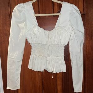 Petersyn White Blouse lace up | Size Small